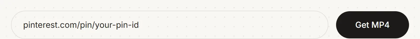 The PinSave paste box with a Pinterest link typed in, next to the download button